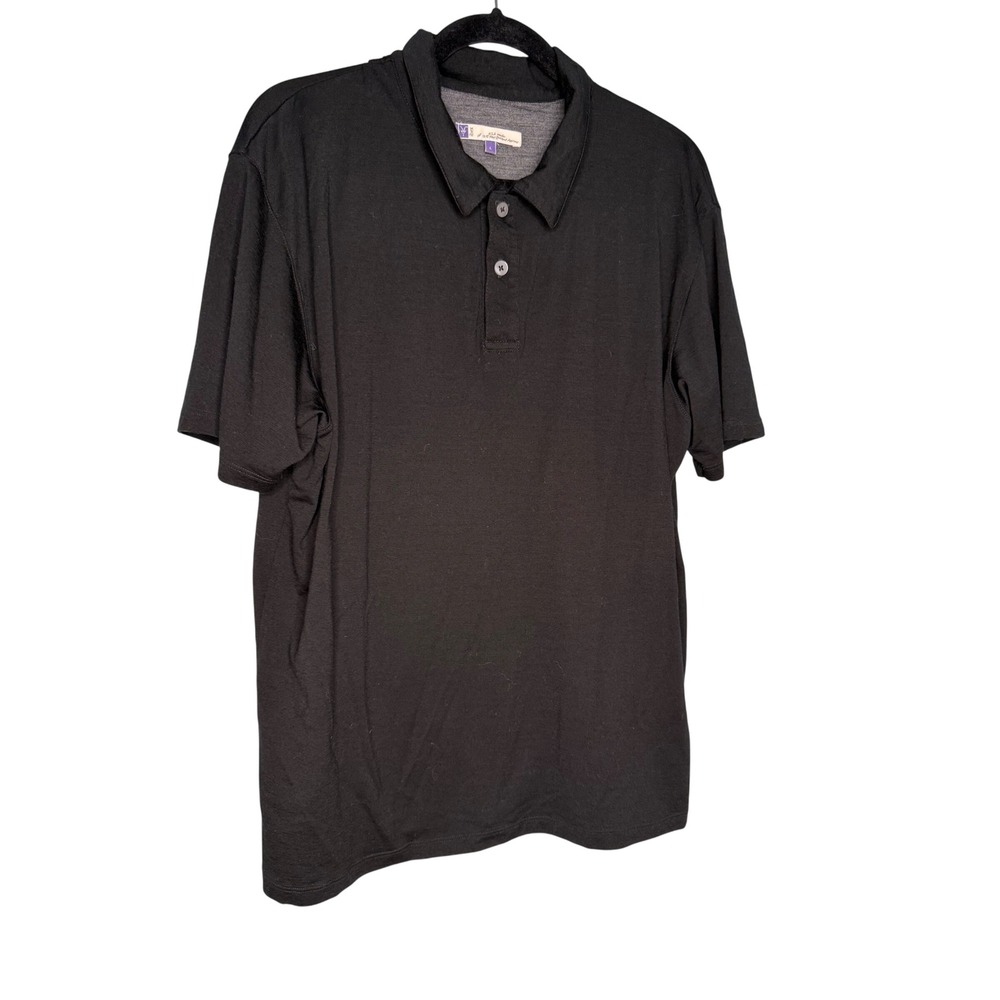 Ibex black polo shirt 1/4 quarter merino wool button‎ down